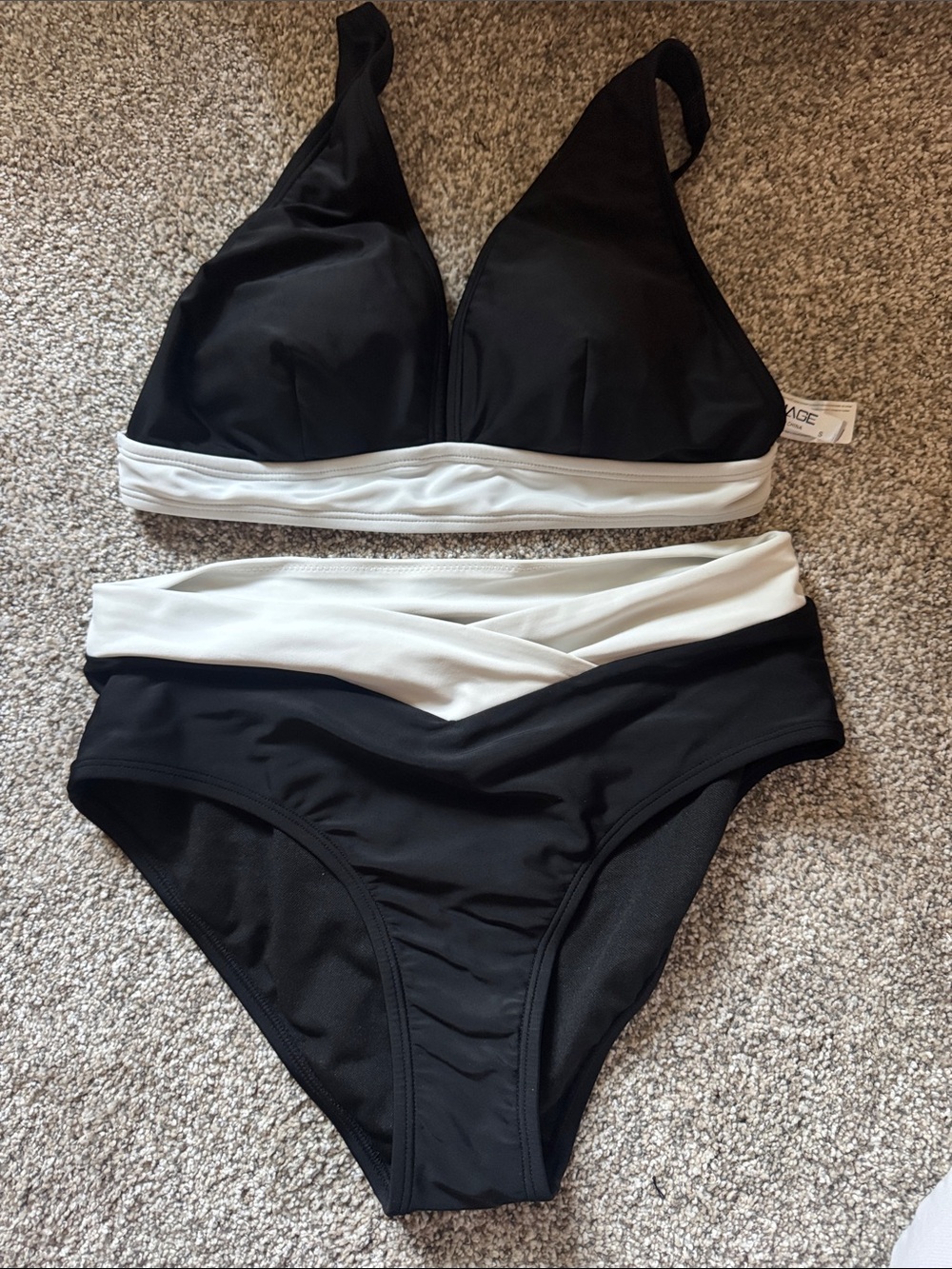 Black & White Two-Tone High-Waist Bikini Set